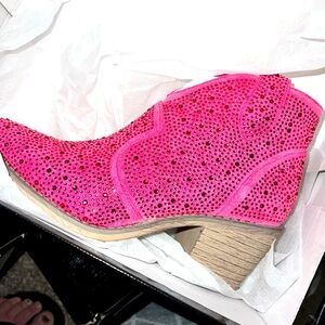 Fuchsia Rhinestone Cowgirl Booties
